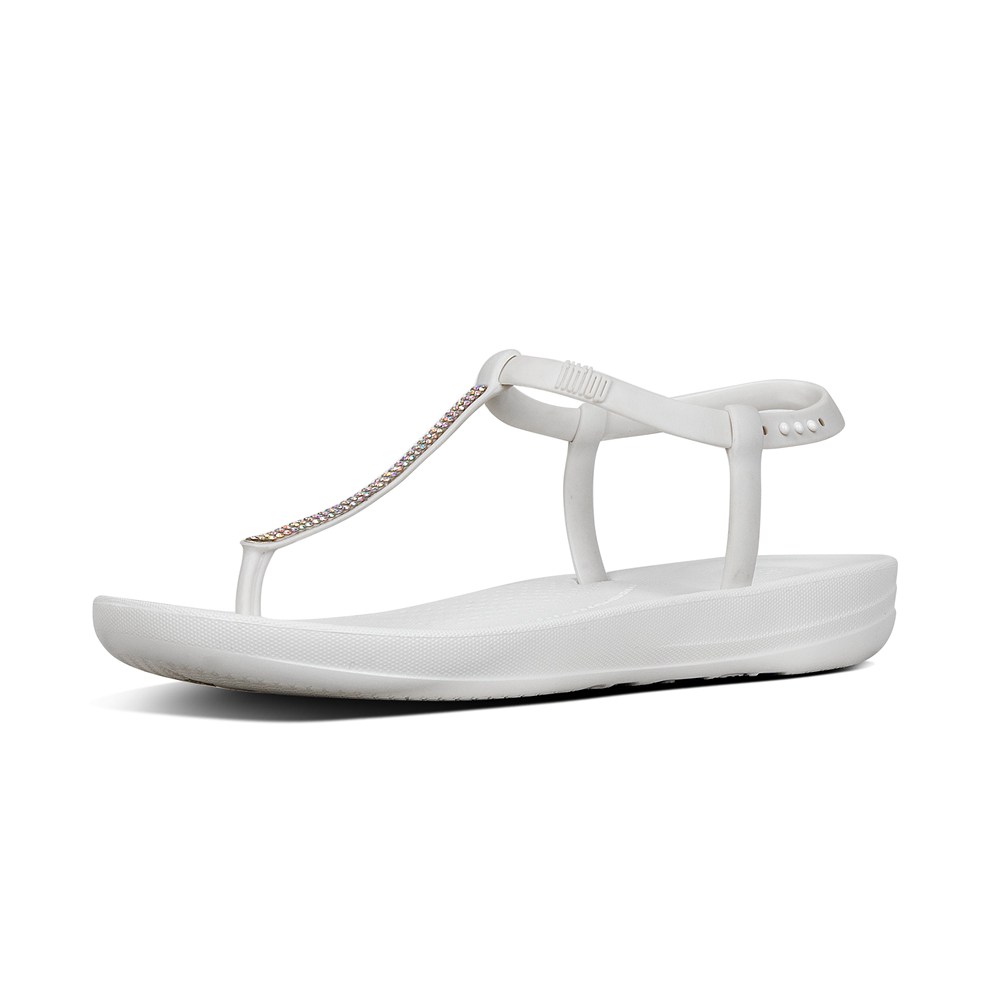 Fitflop Womens Sandals White - Iqushion Splash Sparkle Back-strap - 75ITJWSPZ